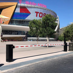 anti ram bollards and swing gate